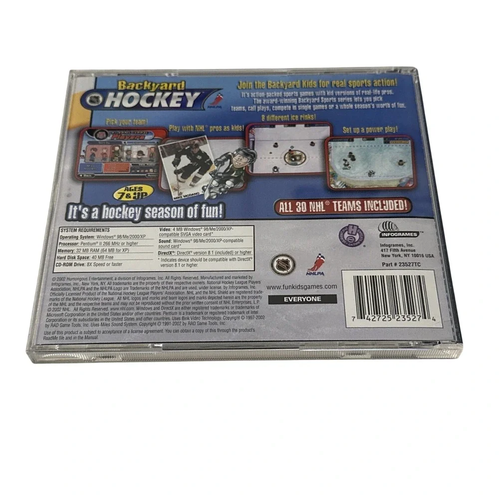 Backyard Hockey PC Game 2002 NHL Infogrames Windows 98/Me/2000/XP Jewel Case